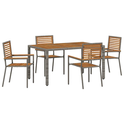 Garten Essgruppe 5 pcs Grau und Braun Poly-Rattan
