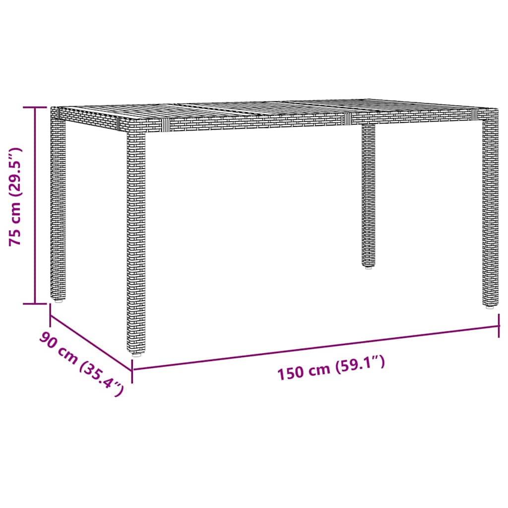 Garten Essgruppe 5 pcs Grau und Braun Poly-Rattan