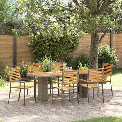 Garten Essgruppe 7 pcs Grau und Braun Poly-Rattan