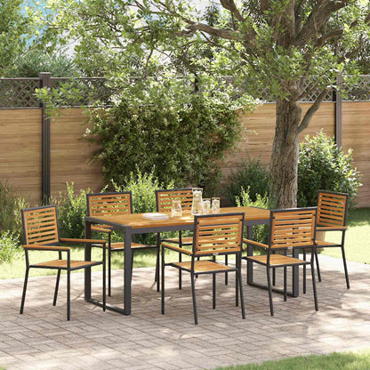 Garten Essgruppe 7 pcs Schwarz und Braun Poly-Rattan