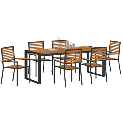 Garten Essgruppe 7 pcs Schwarz und Braun Poly-Rattan
