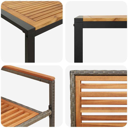 Garten Essgruppe 9 pcs Grau und Braun Poly-Rattan