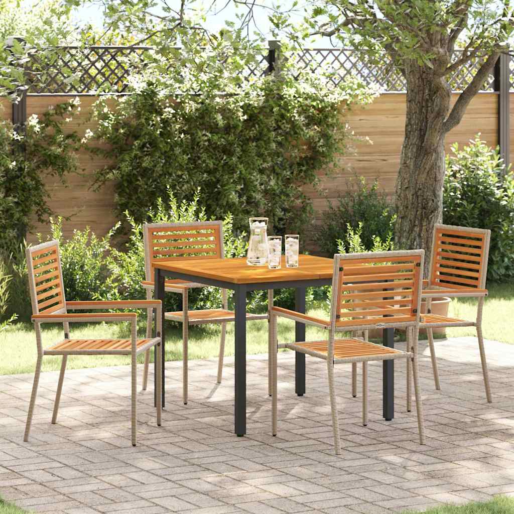 Garten Essgruppe 5 pcs Beige und Braun Poly-Rattan