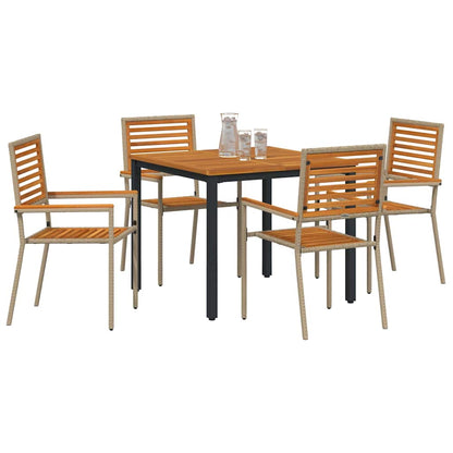 Garten Essgruppe 5 pcs Beige und Braun Poly-Rattan