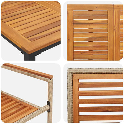 Garten Essgruppe 7 pcs Beige und Braun Poly-Rattan