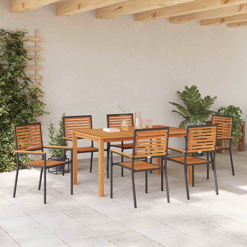 Garten Essgruppe 7 pcs Schwarz Massivholz Akazie