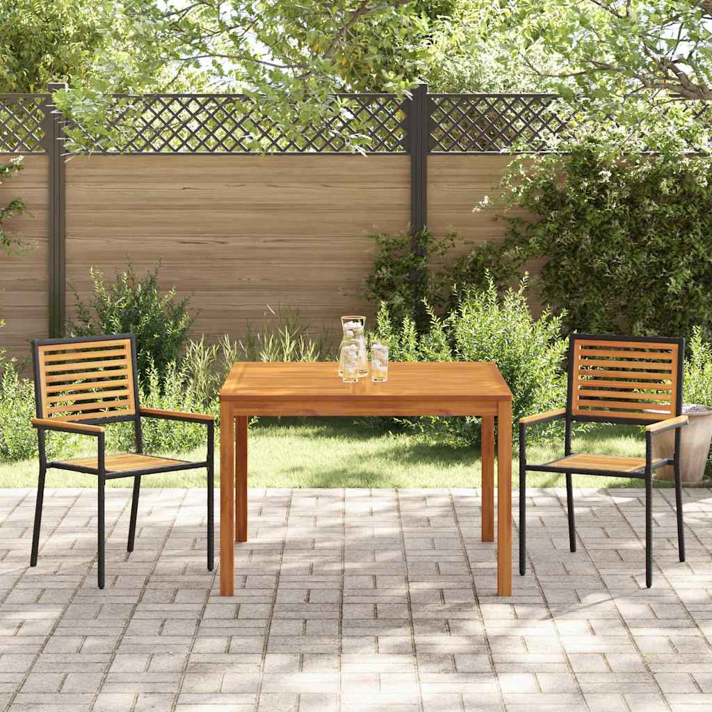 Garten Essgruppe 3 pcs Schwarz Massivholz Akazie