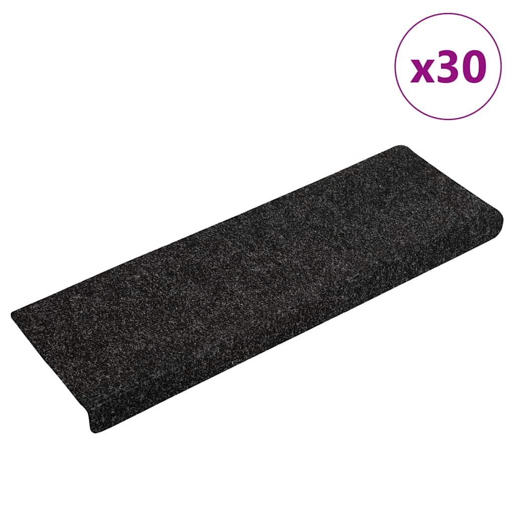 Stufenmatten Selbstklebend 30 Stk. 65x21x4 cm Schwarz Rechteckiger Rand