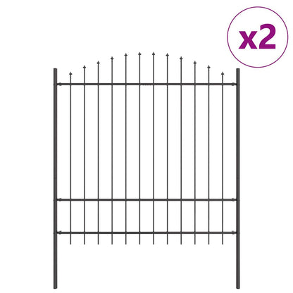 Gartenzaun 2 pcs Grau 170 x 215 cm Pulverbeschichteter Stahl