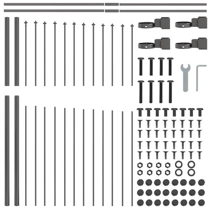 Gartenzaun 3 pcs Grau 170 x 190 cm Pulverbeschichteter Stahl
