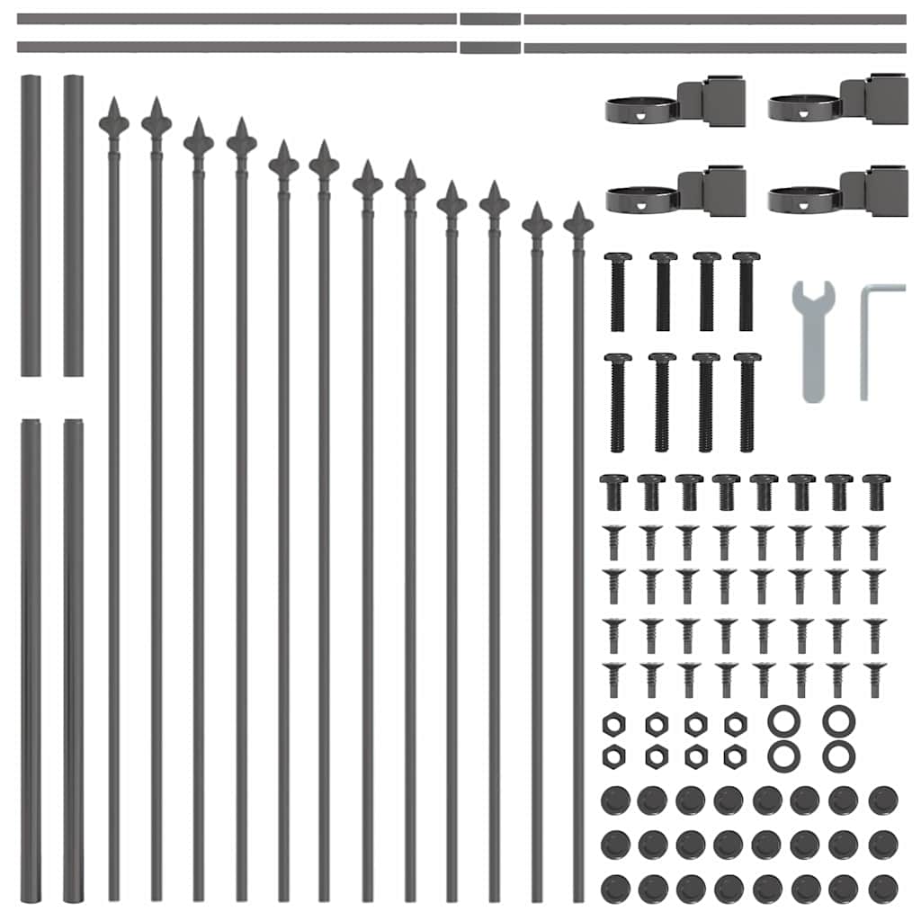 Gartenzaun 4 pcs Grau 170 x 140 cm Pulverbeschichteter Stahl