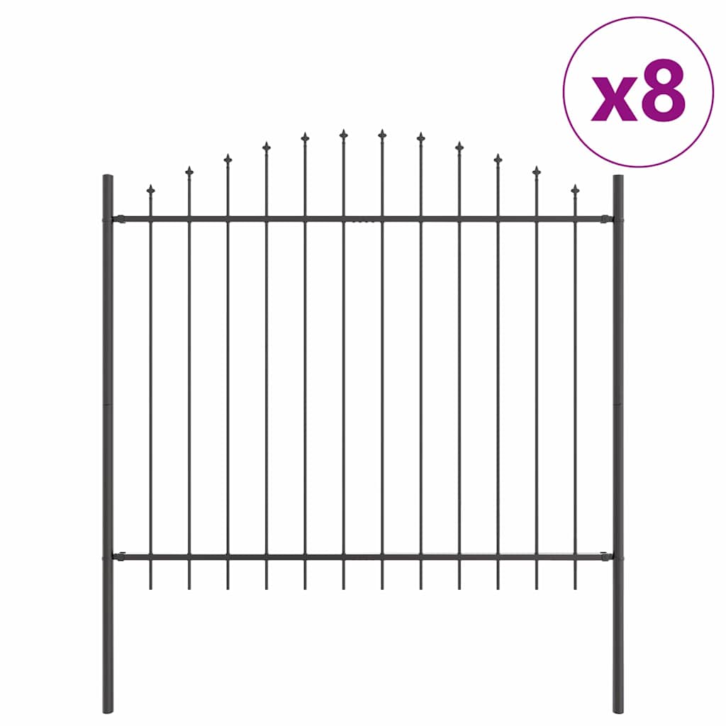 Gartenzaun 8 pcs Grau 170 x 190 cm Pulverbeschichteter Stahl