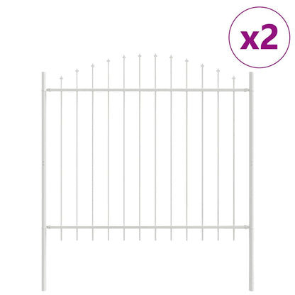 Gartenzaun 2 pcs Weiß 170 x 165 cm Pulverbeschichteter Stahl