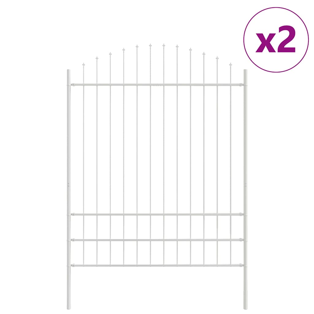 Gartenzaun 2 pcs Weiß 170 x 225 cm Pulverbeschichteter Stahl