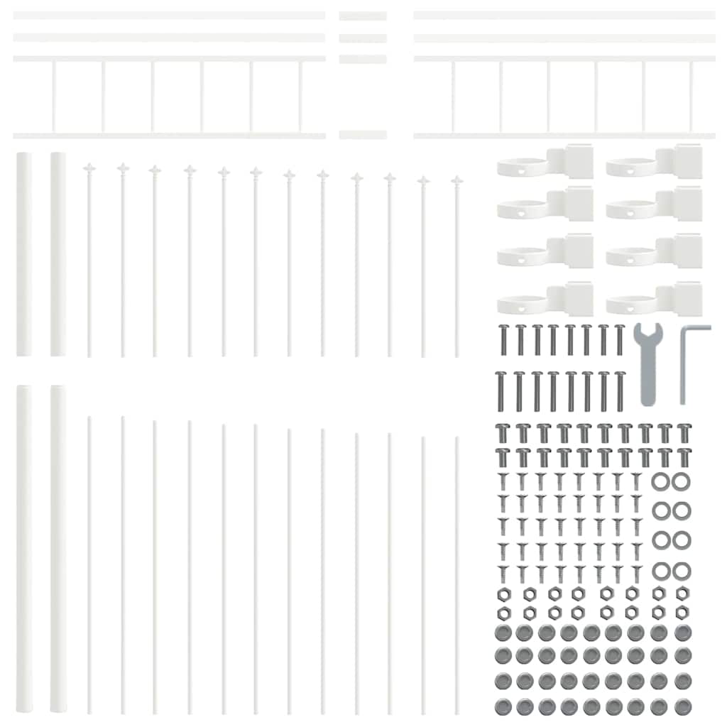 Gartenzaun 2 pcs Weiß 170 x 225 cm Pulverbeschichteter Stahl
