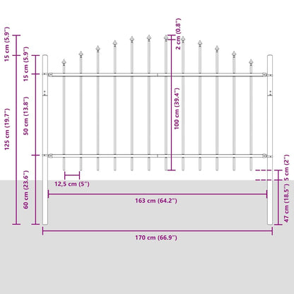 Gartenzaun 3 pcs Weiß 170 x 140 cm Pulverbeschichteter Stahl