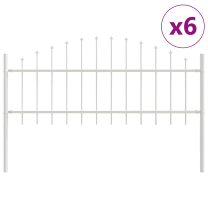 Gartenzaun 6 pcs Weiß 170 x 140 cm Pulverbeschichteter Stahl