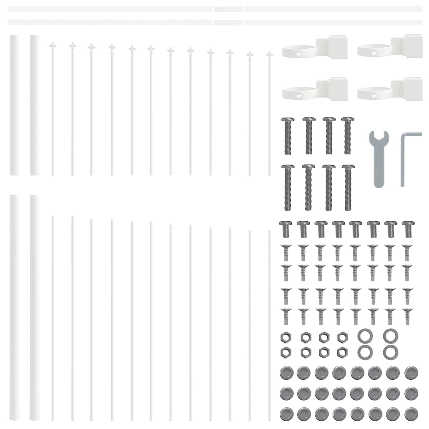 Gartenzaun 8 pcs Weiß 170 x 165 cm Pulverbeschichteter Stahl