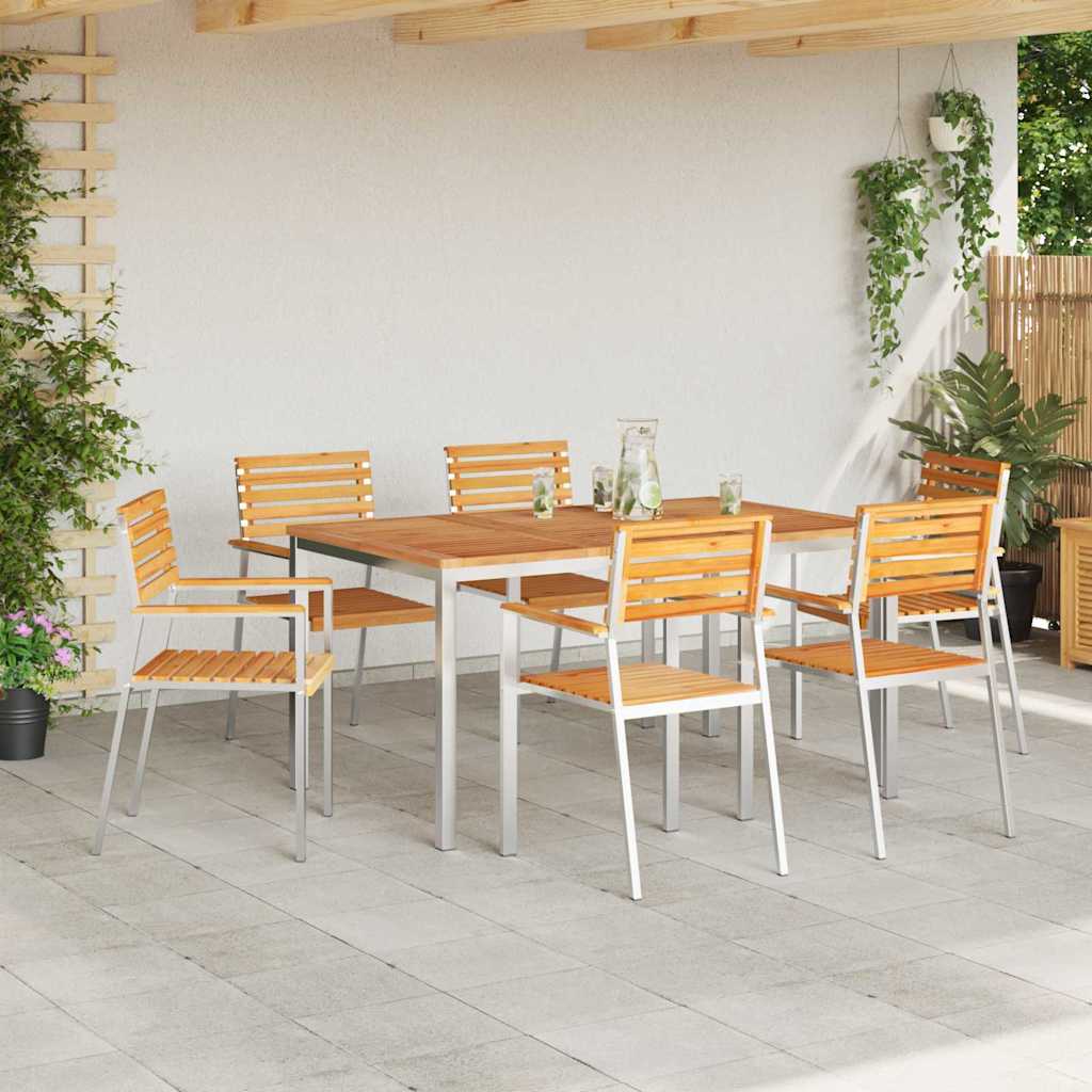 Garten Essgruppe 7 pcs Braun Massivholz Teak