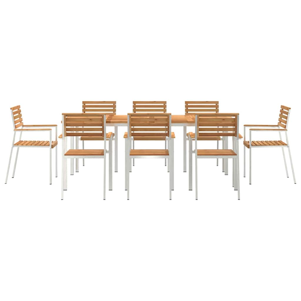 Garten Essgruppe 9 pcs Braun Massivholz Teak