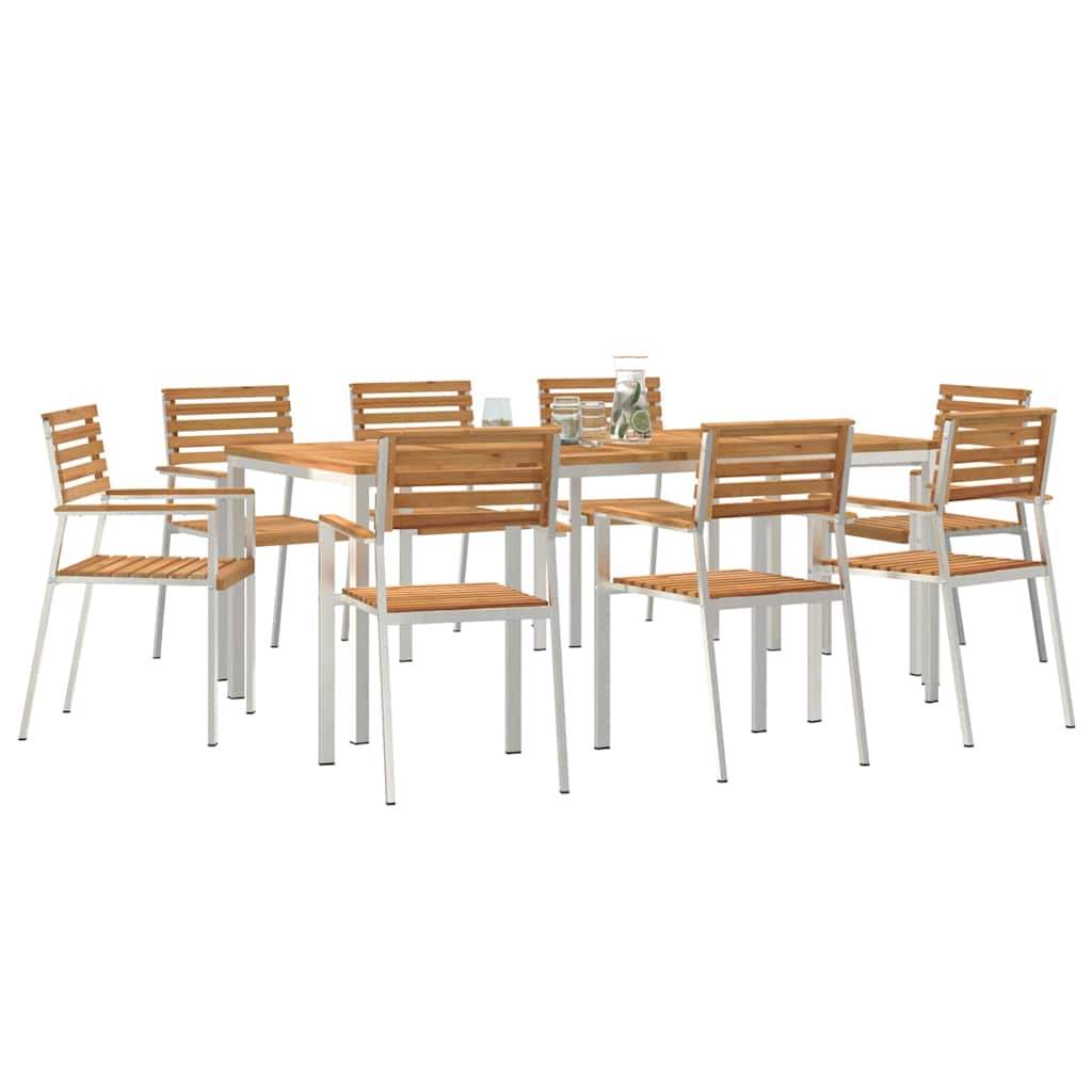Garten Essgruppe 9 pcs Braun Massivholz Teak