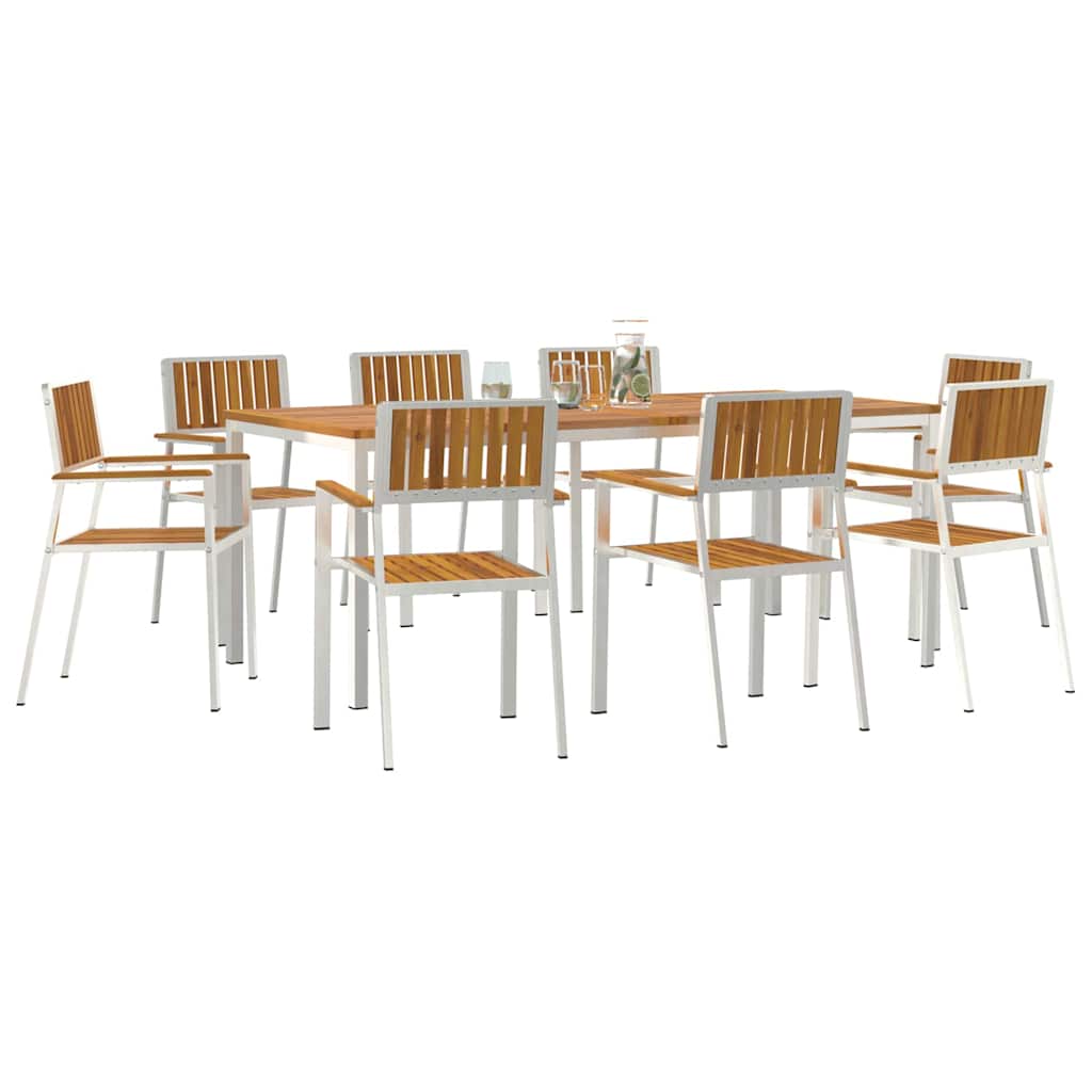Outdoortisch-Set 9 pcs Braun Massivholz Akazie