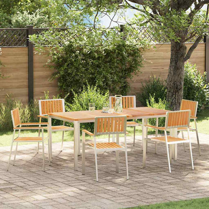 Outdoortisch-Set 7 pcs Braun Massivholz Teak
