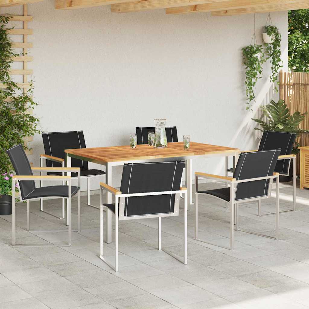 Garten Essgruppe 7 pcs Braun Massivholz Akazie