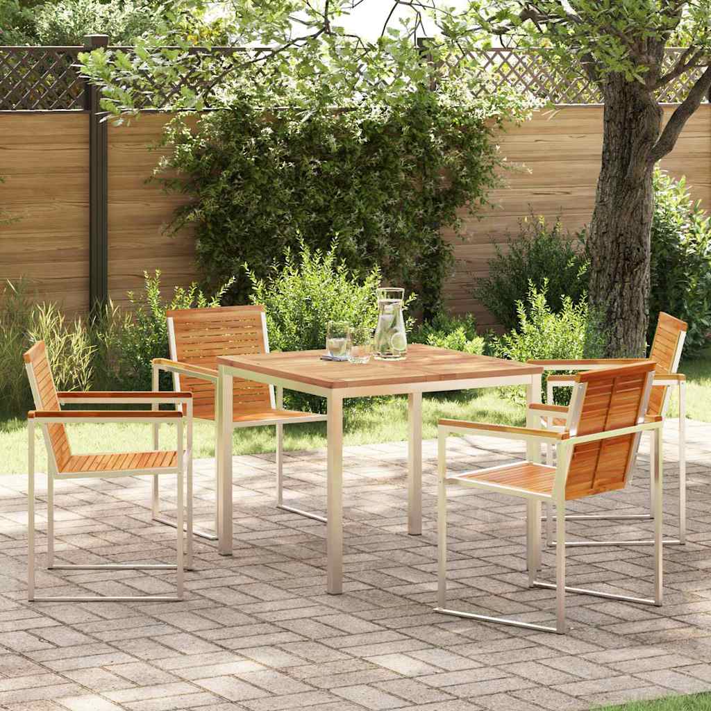 Garten Essgruppe 5 pcs Braun Massivholz Teak