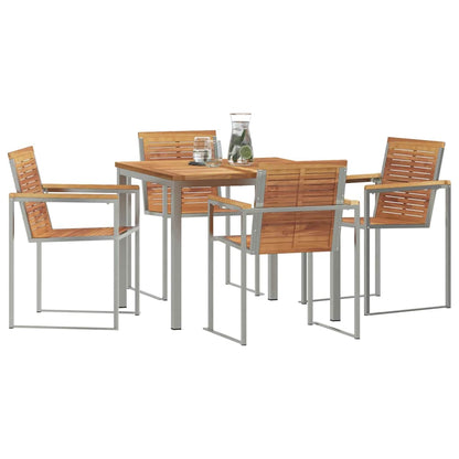 Garten Essgruppe 5 pcs Braun Massivholz Teak
