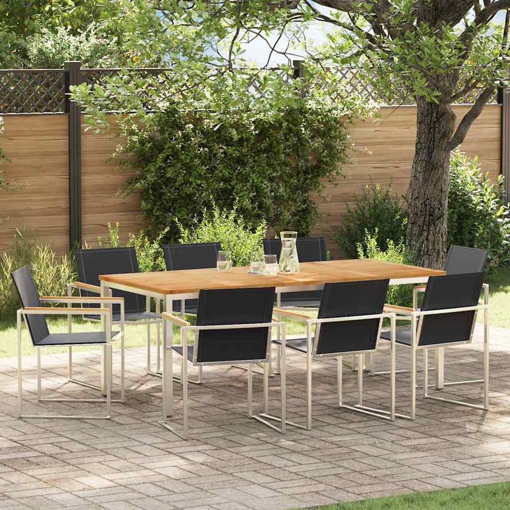 Garten Essgruppe 9 pcs Braun Massivholz Teak