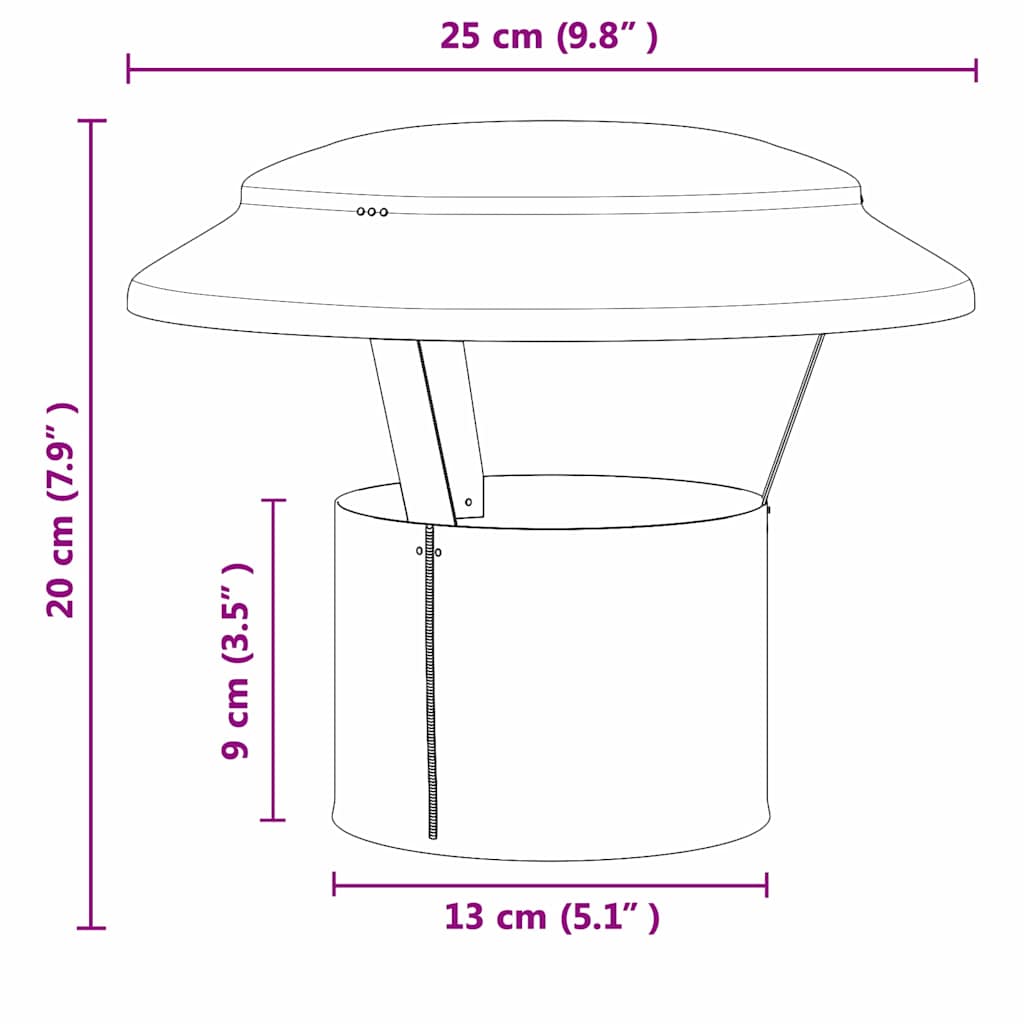 Regenabdeckung Schornstein Silber 25 x 25 x 20 cm Edelstahl