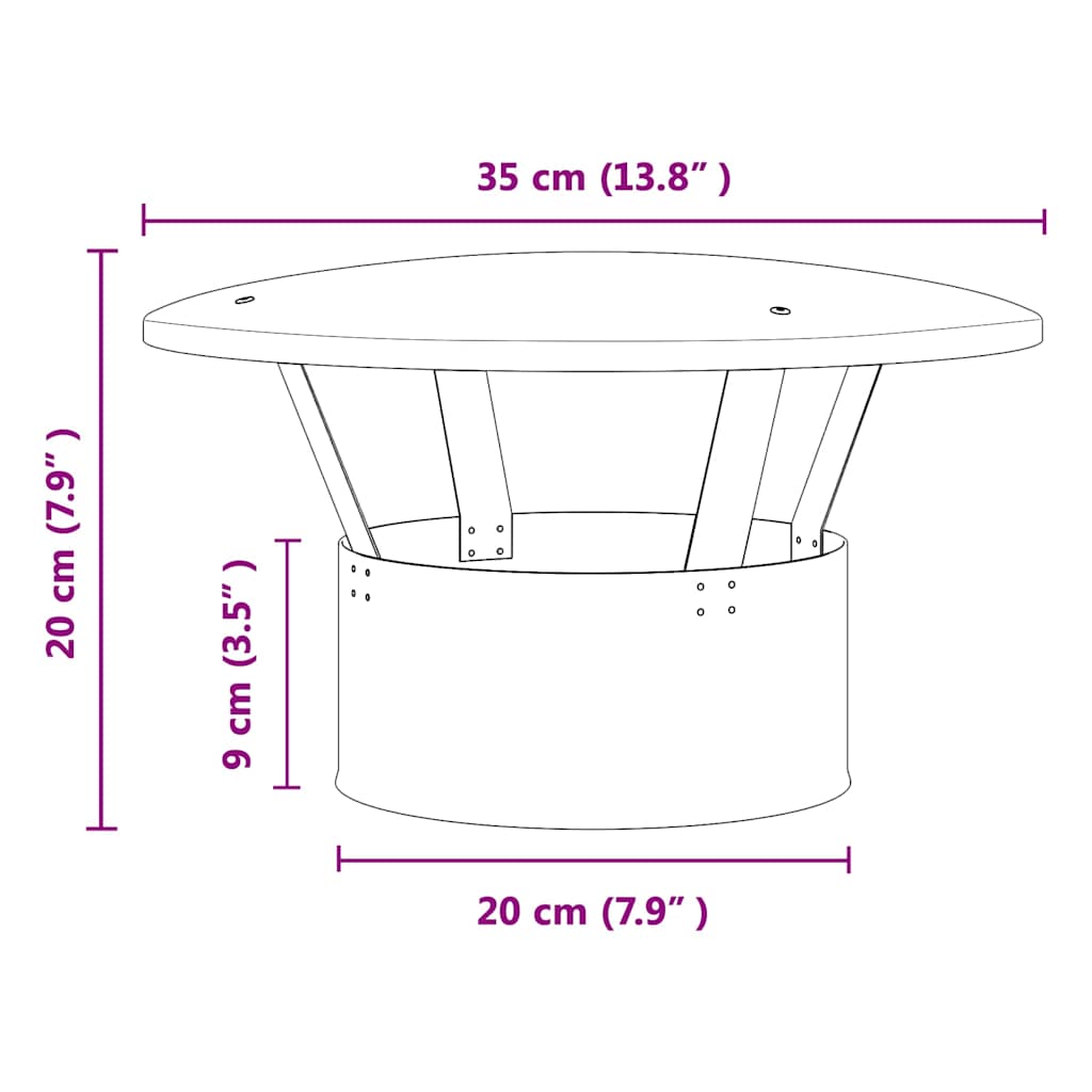 Regenabdeckung Schornstein Silber 35 x 35 x 20 cm Edelstahl