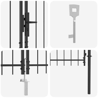 Doppeltor mit Schloss Grau 299,5 x 199,5 cm Stahl
