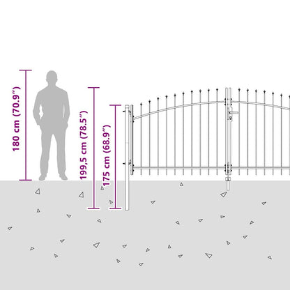 Doppeltor mit Schloss Grau 299,5 x 199,5 cm Stahl