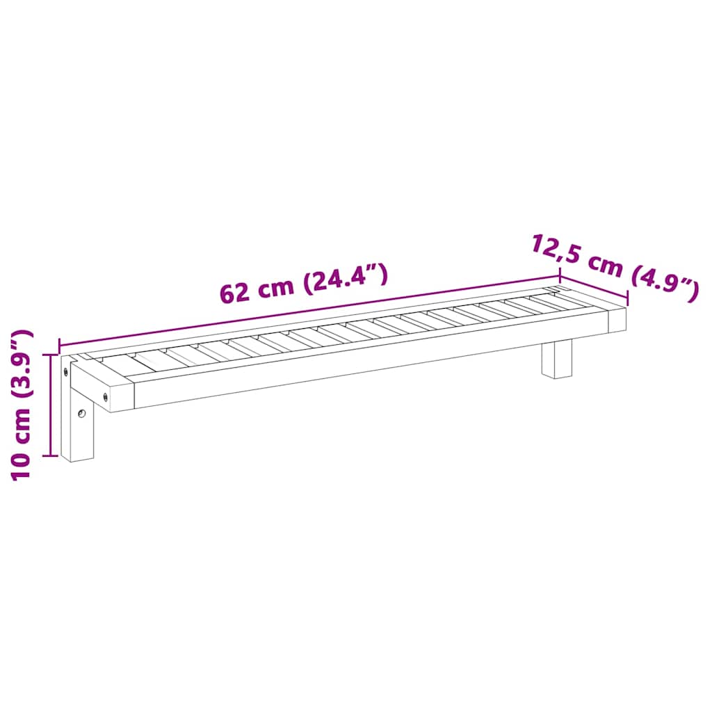 Wandhängeregal Natur 62 x 10 x 12,5 cm Massivholz aus Walnuss