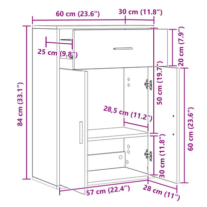 Sideboard mit Schubladen Altholz 60 x 30 x 84 cm Holzwerkstoff