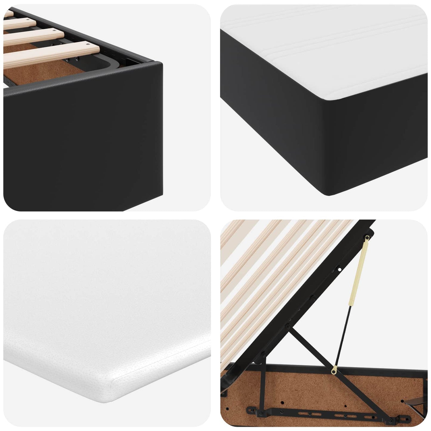 Aufbewahrungsbett mit Matratze Schwarz 100 x 200 cm Kunstleder