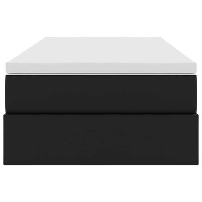 Aufbewahrungsbett mit Matratze Schwarz 100 x 200 cm Kunstleder