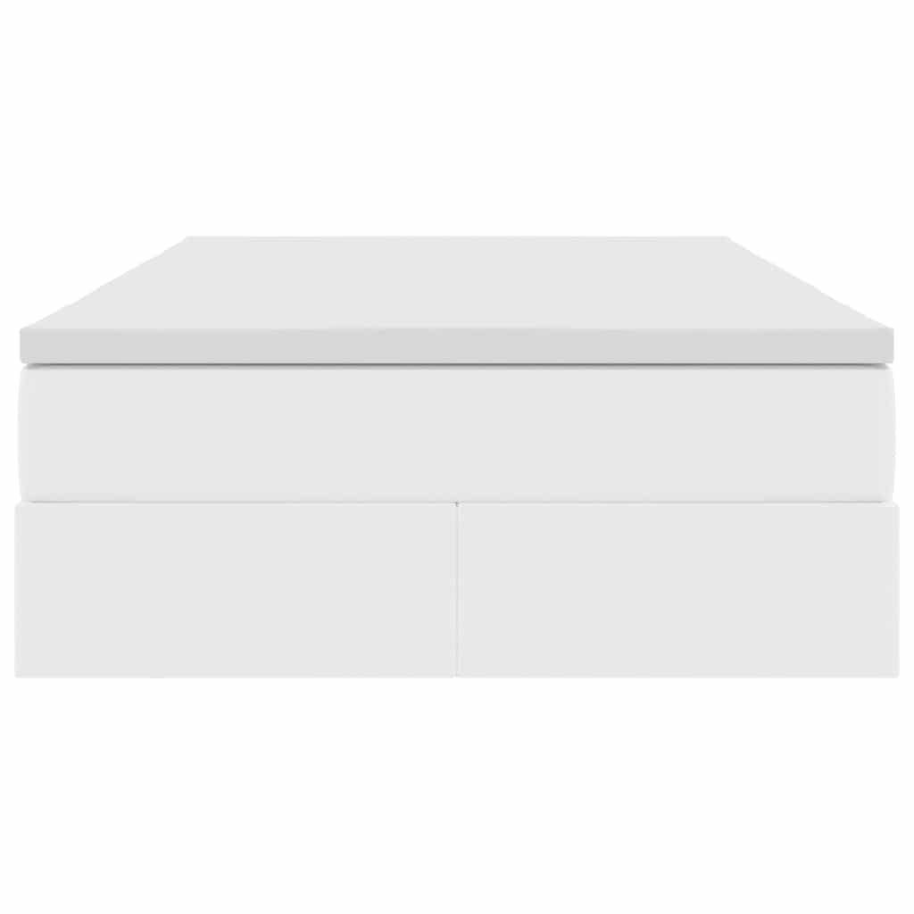 Aufbewahrungsbett mit Matratze Weiß 120 x 200 cm Kunstleder