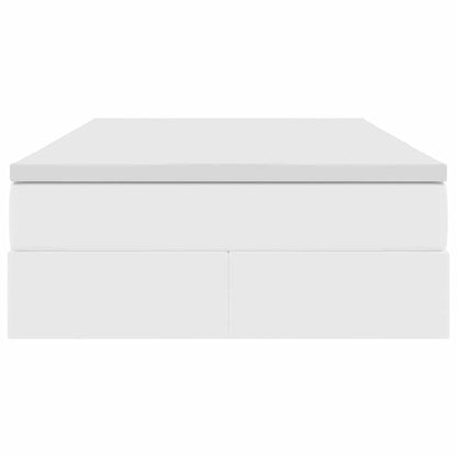 Aufbewahrungsbett mit Matratze Weiß 120 x 200 cm Kunstleder