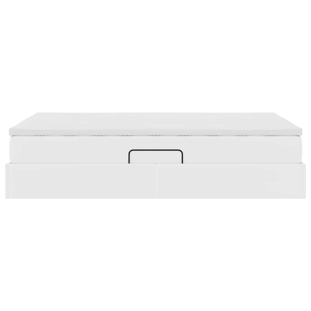 Aufbewahrungsbett mit Matratze Weiß 120 x 200 cm Kunstleder