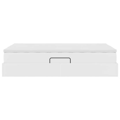 Aufbewahrungsbett mit Matratze Weiß 120 x 200 cm Kunstleder