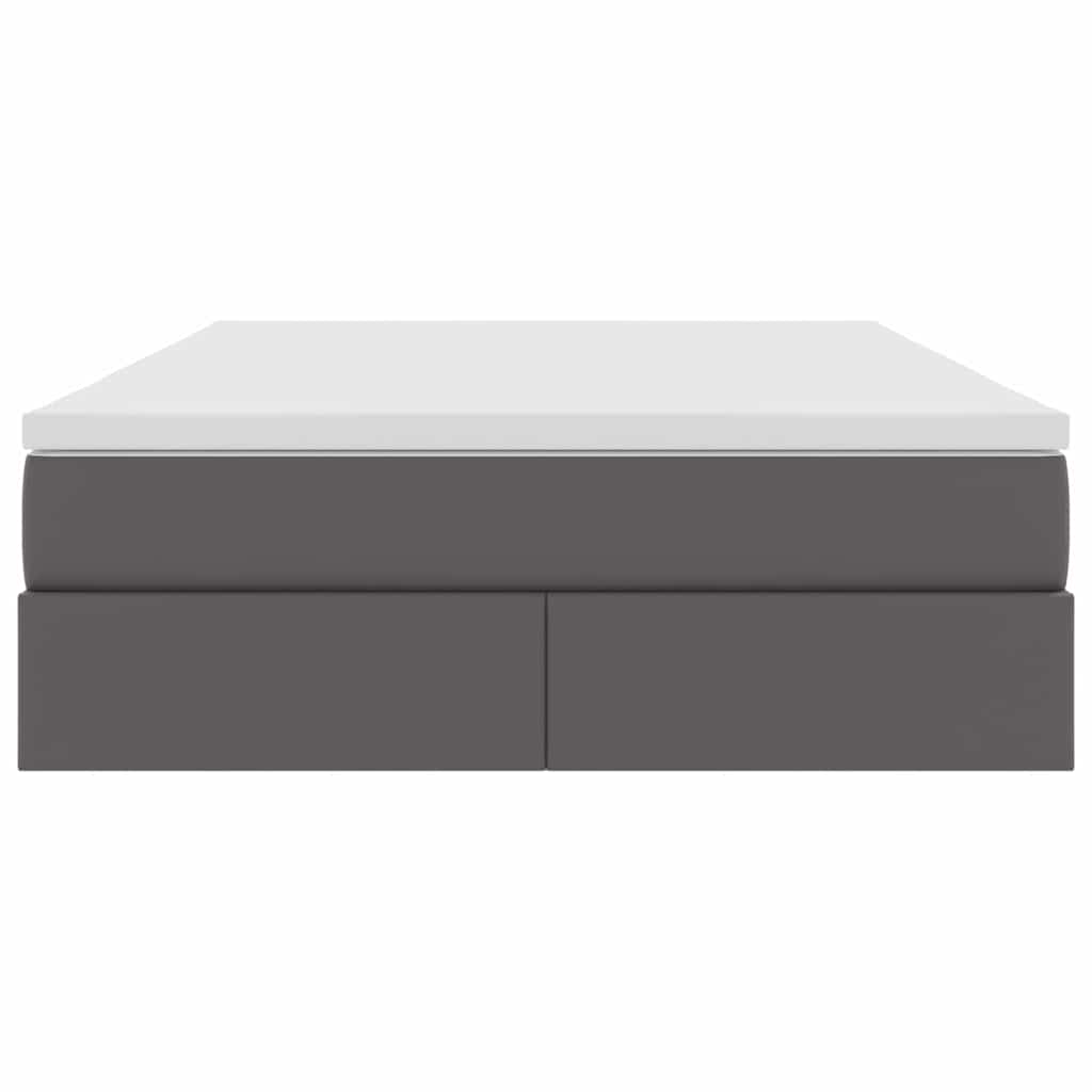 Aufbewahrungsbett mit Matratze Grau 140 x 190 cm Kunstleder