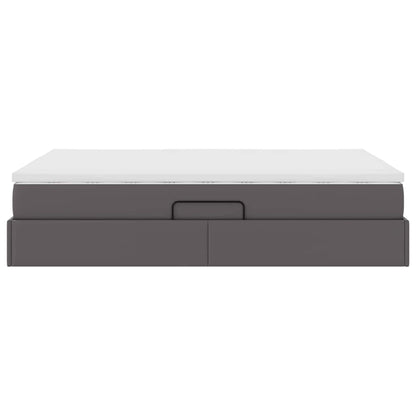Aufbewahrungsbett mit Matratze Grau 140 x 190 cm Kunstleder
