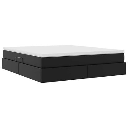 Aufbewahrungsbett mit Matratze Schwarz 160 x 200 cm Kunstleder