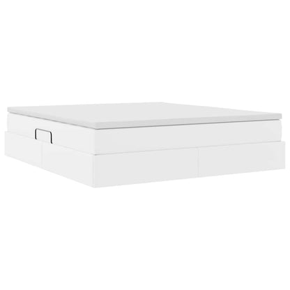 Aufbewahrungsbett mit Matratze Weiß 160 x 200 cm Kunstleder