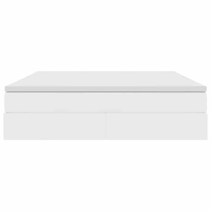 Aufbewahrungsbett mit Matratze Weiß 160 x 200 cm Kunstleder