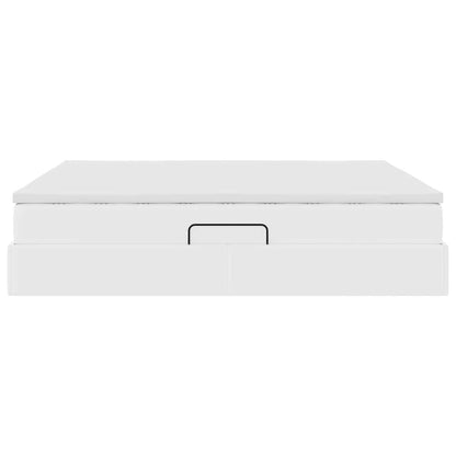 Aufbewahrungsbett mit Matratze Weiß 160 x 200 cm Kunstleder