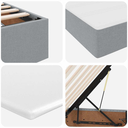 Aufbewahrungsbett mit Matratze Hellgrau 90 x 190 cm Polyester